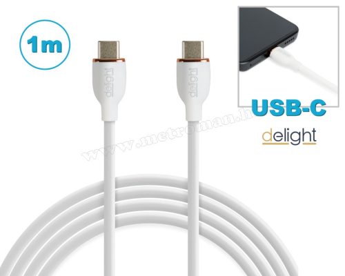 USB-C - USB-C telefontöltő és adatkábel Delight M55554WH-1