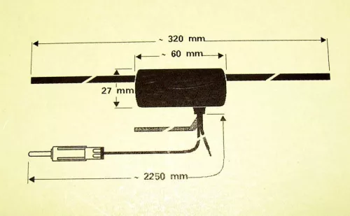 Autóantenna , belső , szélvédőre ragasztható , erősítővel ,Hirschmann, Hit Auta 60 EL