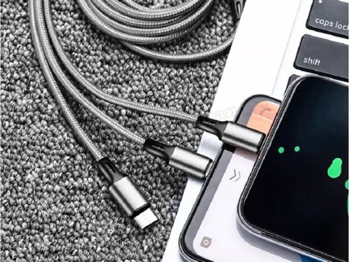 Univerzális Micro-USB  USB-C és iPhone Lightning telefon töltőkábel M6278-S
