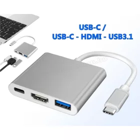   3 az 1-ben USB-C elosztó adapter USB HDMI 4K USB 3.0 M6280USB-C