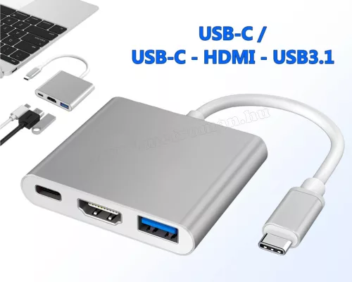 3 az 1-ben USB-C elosztó adapter USB HDMI 4K USB 3.0 M6280USB-C