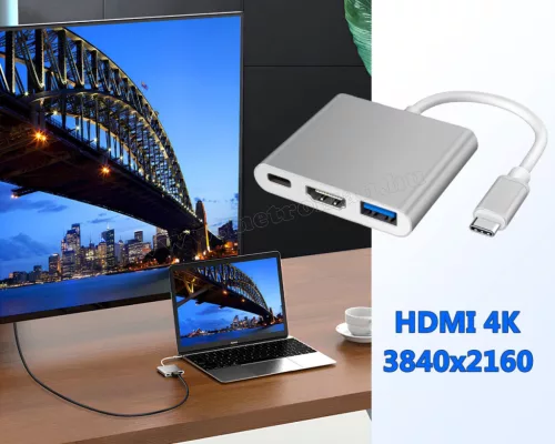 3 az 1-ben USB-C elosztó adapter USB HDMI 4K USB 3.0 M6280USB-C