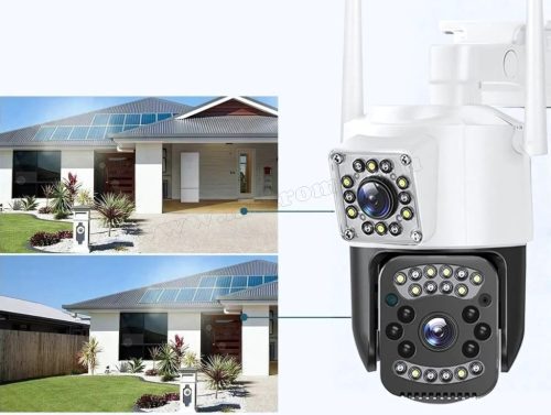 Kültéri Wifi Kamera, 2 kamerás SD kártyás megfigyelőkamera M6362B-DualCam V380PRO