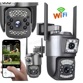   Kültéri Wifi Kamera, 2 kamerás SD kártyás megfigyelőkamera M6362CZ-DualCam V380PRO