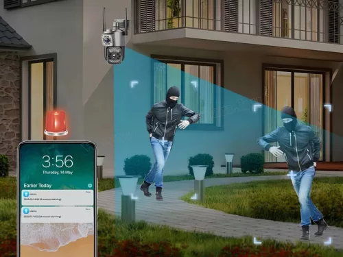 Kültéri Wifi Kamera, 2 kamerás SD kártyás megfigyelőkamera M6362CZ-DualCam V380PRO