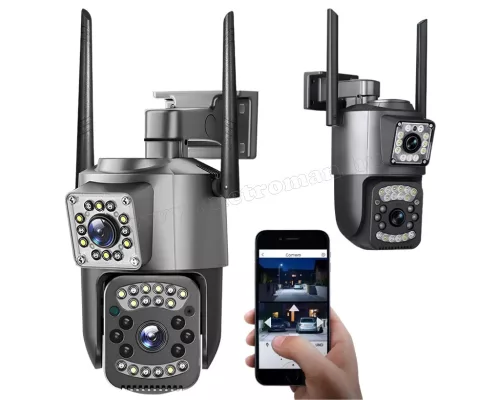 Kültéri Wifi Kamera, 2 kamerás SD kártyás megfigyelőkamera M6362CZ-DualCam V380PRO