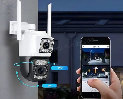 4G kültéri SIM kártyás kamera PTZ forgatható és fix 4G kamerával M6365-4G-PTZ DUAL-CAM V380PRO