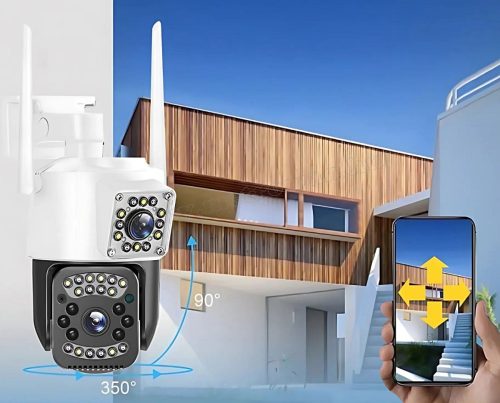 4G kültéri SIM kártyás kamera PTZ forgatható és fix 4G kamerával M6365-4G-PTZ DUAL-CAM V380PRO