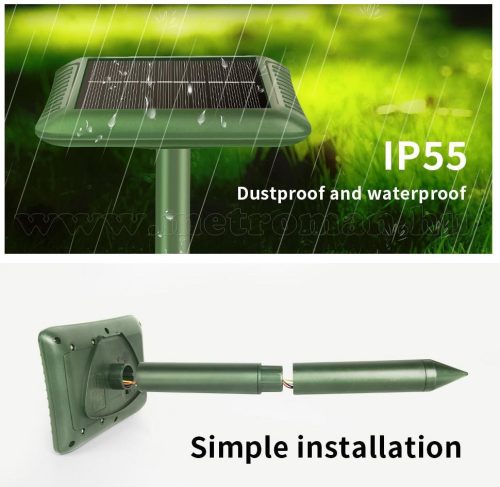 Napelemes vakondriasztó vibrációs és akusztikus riasztással M679V-DUAL-PRO