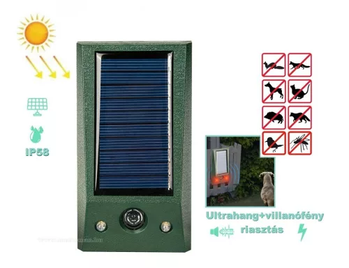 Falra szerelhető napelemes ultrahangos kisállatriasztó M68701A