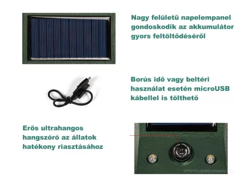 Falra szerelhető napelemes ultrahangos kisállatriasztó M68701A