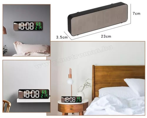 Digitális ébresztőóra hőmérséklet és páratartalom mérővel M7369Z