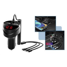   Autós USB-A / USB-C / microUSB / iPhone töltő és feszültségmérő M7401A