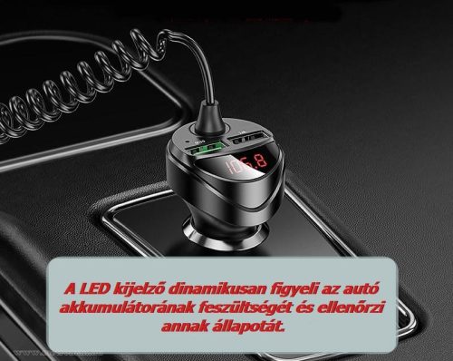 Autós USB-A / USB-C / microUSB / iPhone töltő és feszültségmérő M7401A