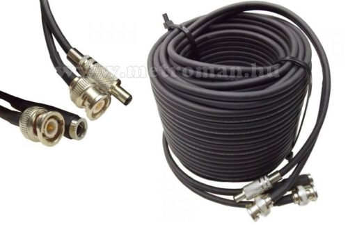 Szerelt koax vezeték megfigyelő kamerához, táp vezetékkel, BNC-DC Kábel 10 m 7598-10