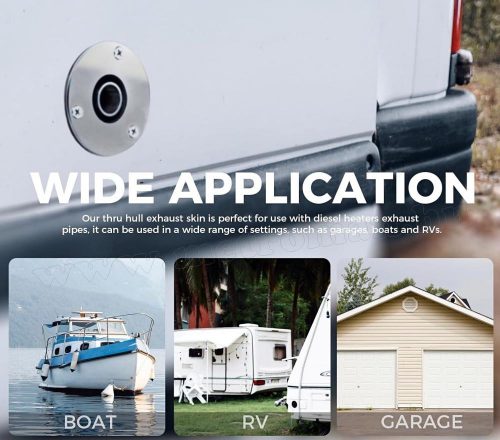 Állófűtés kipufogó kivezető veret, rozsdamentes acélból M805203 22mm