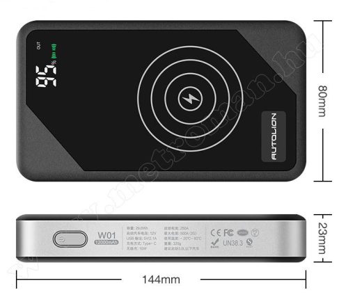 Autós indításrásegítő hordozható akkumulátor vezeték nélküli telefon töltő 81ALW01