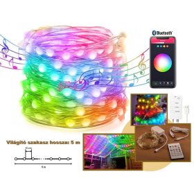   Változtatható színű Smart LED fényfüzér 5 m M8382AUSBBT