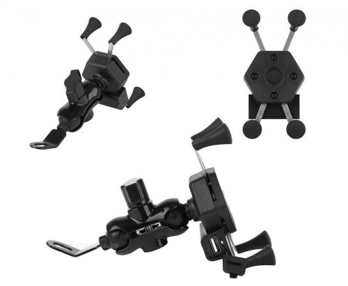 Motoros telefontartó USB töltővel MB106-USB