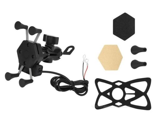 Motoros telefontartó USB töltővel MB106-USB