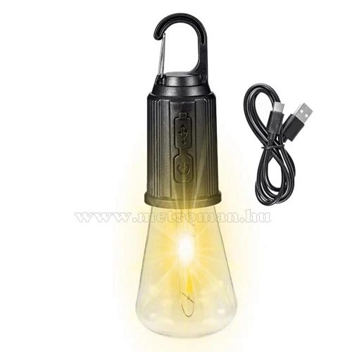 Felakasztható akkumulátoros sátorlámpa, kemping lámpa Retro Filament LED izzóval M8804LED
