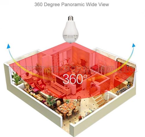 Lámpaizzóba rejtett kamera vezeték nélküli Wifi IP kamera 360 fokos látószöggel M8809SPY-2MP