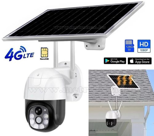 Napelemes 4G IP kamera, mobilnetes SIM kártyás kültéri biztonsági kamera M8815-2MP-4G-PTZ-SOLAR
