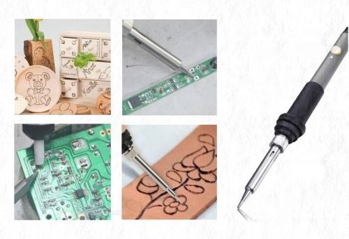 Forrasztópáka hőfokszabályzással Pirográf faégető készülék sablonokkal M936H