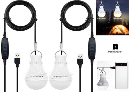 USB-s Kemping LED lámpa LED izzó állítható fényerővel és szín hőmérséklettel 2 db-o készlet M9602C-USB