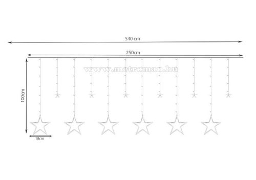 Karácsonyi LED Csillag fényfüzér USB tápcsatlakozású 138 LED M9750USB Meleg Fehér