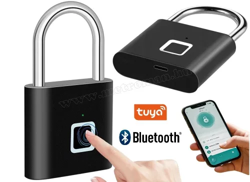 Bluetooth ujjlenyomatos okos lakat Tuya Smart APP vezérléssel M9801A-FP-BT Fekete