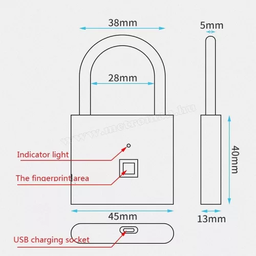 Bluetooth ujjlenyomatos okos lakat Tuya Smart APP vezérléssel M9801A-FP-BT Fekete