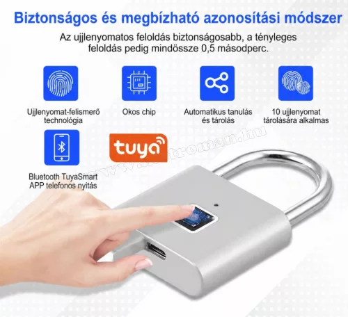 Bluetooth ujjlenyomatos okos lakat Tuya Smart APP vezérléssel M9801B-FP-BT Szürke