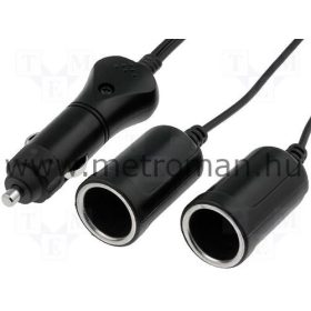   Szivargyújtó aljzat elosztó és hosszabbító kábel, 2 méter