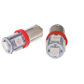   Autós LED izzó piros, 5 db szuperfényes SMD LED-del BA9S5SMD5050P
