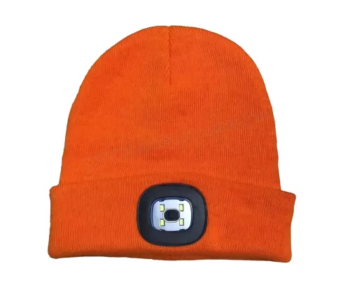 Kötött sapka újratölthető LED lámpával narancssárga MBQ83B