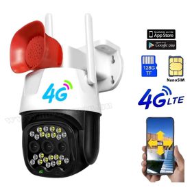   4G IP kamera, mobilnetes SIM kártyás kültéri biztonsági kamera MC007-3MP-4G-PTZ V380PRO
