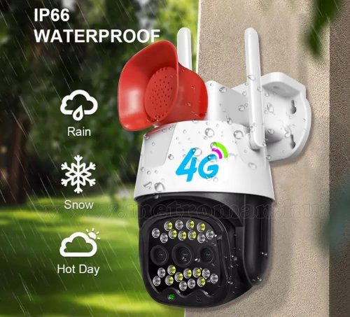 4G IP kamera, mobilnetes SIM kártyás kültéri biztonsági kamera MC007-3MP-4G-PTZ V380PRO