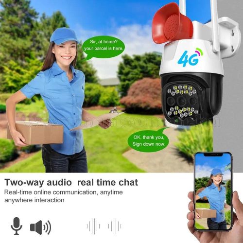 4G IP kamera, mobilnetes SIM kártyás kültéri biztonsági kamera MC007-3MP-4G-PTZ V380PRO