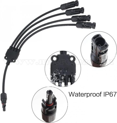 MC4 Y közösítő, elosztó adapter kábel szett napelemekhez MC4-Y4