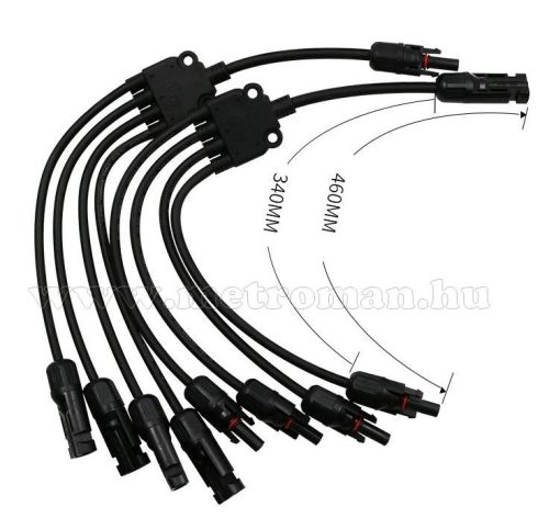 MC4 Y közösítő, elosztó adapter kábel szett napelemekhez MC4-Y4