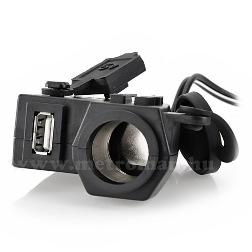Motorkerékpár szivargyújtó aljzat, vízmentes, 12 V, USB-vel