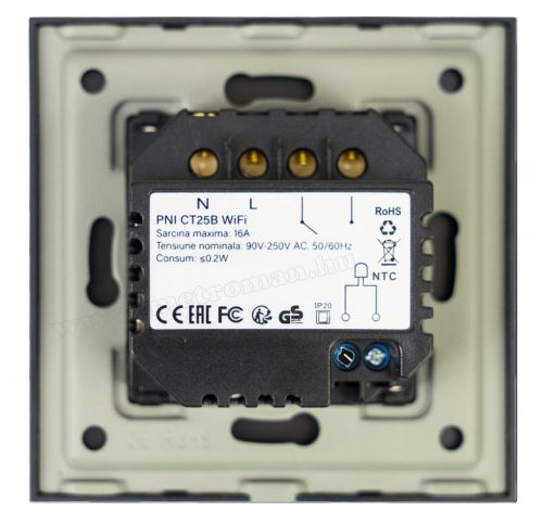 Intelligens Wifi okos termosztát Gázkazánhoz és elektromos fűtéshez MCT25B-WIFI TuyaSmart Fekete