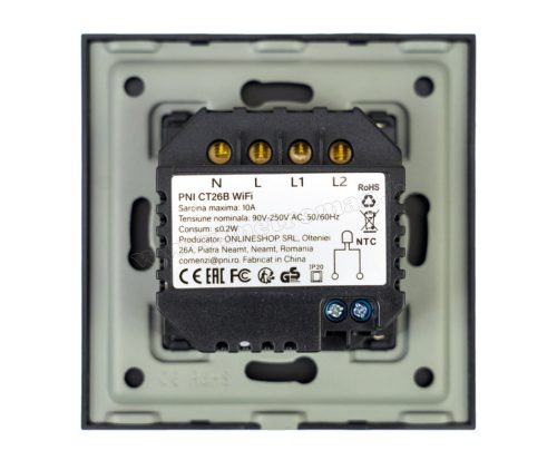 Intelligens Wifi okos termosztát Gázkazánhoz és elektromos fűtéshez MCT26B-WIFI TuyaSmart Fekete