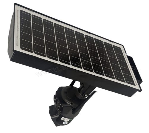 Napelemes 4G kültéri SIM kártyás kamera PTZ forgatható és fix 4G kamerával LED lámpával MD001-4G-EU-PTZ-LED Dual-Cam V380PRO