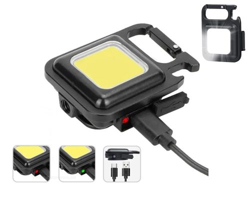 Akkumulátoros mini COB LED zseblámpa kulcstartóra MD100LED