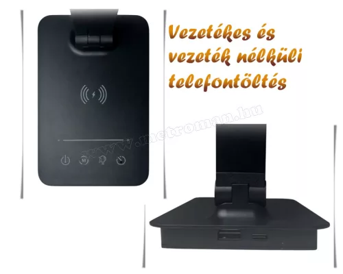 Állítható asztali LED lámpa vezeték nélküli telefontöltővel MD125B