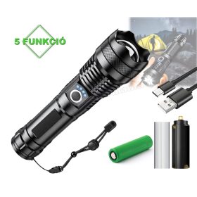   Nagy fényerejű tölthető LED zseblámpa kézi elemlámpa MD154
