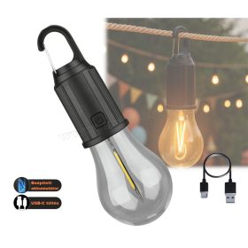   Felakasztható akkumulátoros sátorlámpa, kemping lámpa Retro Filament LED izzóval MD158LED