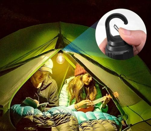 Felakasztható akkumulátoros sátorlámpa, kemping lámpa Retro Filament LED izzóval MD158LED